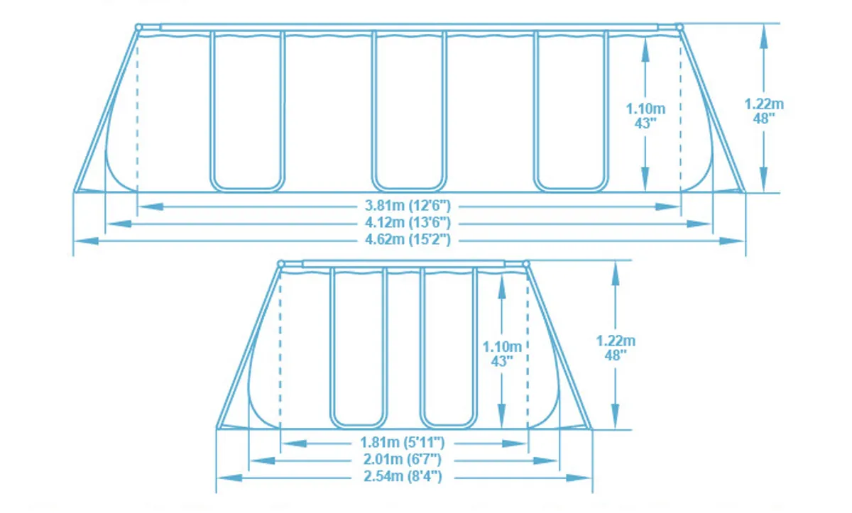 PISCINE BESTWAY POWER STEEL RECTANGULAIRE 4,12x2,01x1,22 M